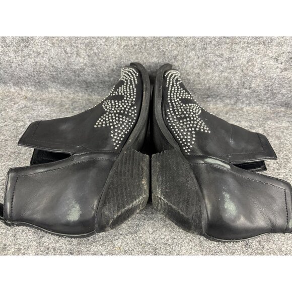 Jeffrey Campbell Boots Womens Size 9 Black Leather Studded Western Ankle Booties - Picture 9 of 11